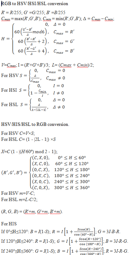 Rgb And Hsv Hsi Hsl Color Space Conversion